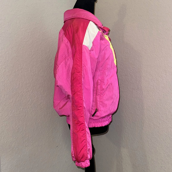 Slalom Vintage Puffer Ski Jacket Women's 10 Pink Pockets Long Sleeve Full Zip - Picture 2 of 11